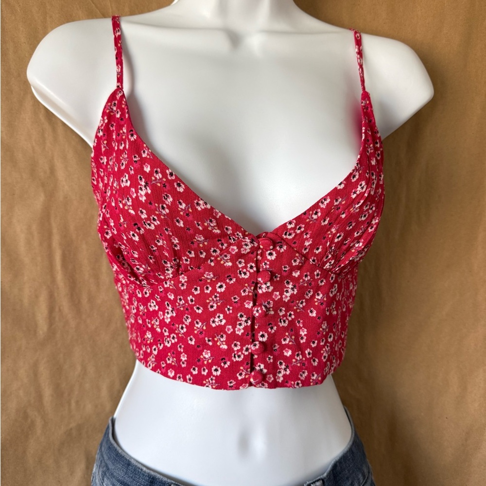 Princess Polly raspberry color print crop tank size 4